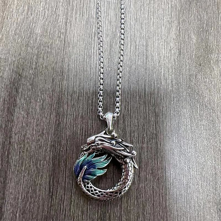 Collier tibétain en cuivre avec Buddha Stones et force du dragon