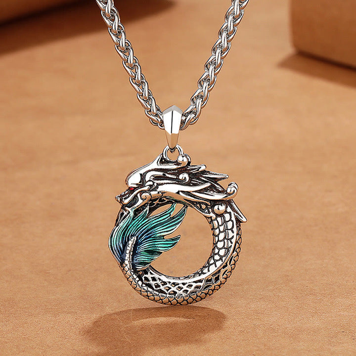 Collier tibétain en cuivre avec Buddha Stones et force du dragon