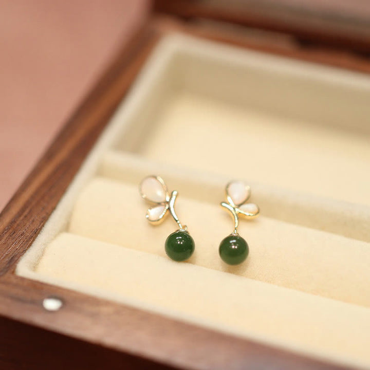 Ensemble de boucles d'oreilles et collier avec pendentif en Buddha Stones naturel en pierre de Tridacna en jade cyan plaqué or et cuivre