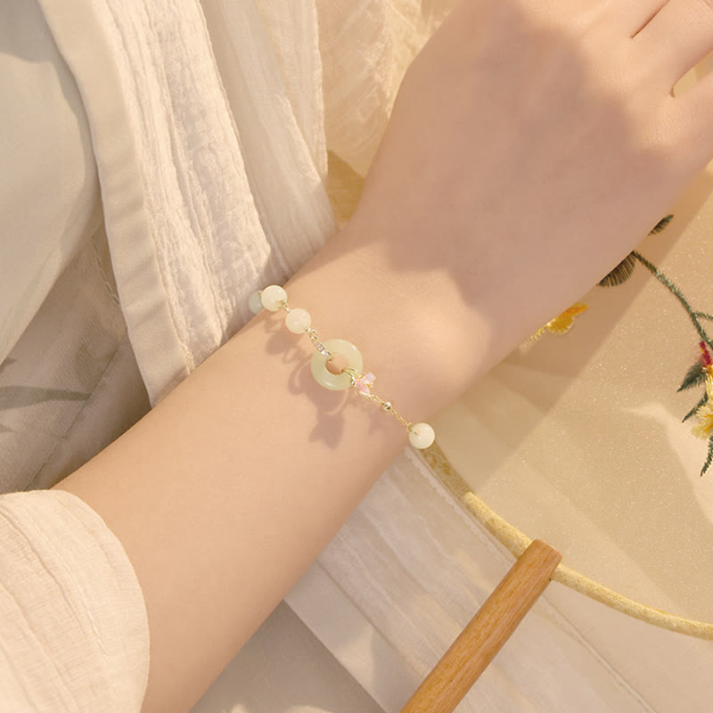 Ensemble de pendentifs et bracelets porte-bonheur en argent sterling 925 avec boucle de paix en jade Hetian naturel et Buddha Stones