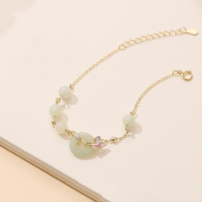 Ensemble de pendentifs et bracelets porte-bonheur en argent sterling 925 avec boucle de paix en jade Hetian naturel et Buddha Stones