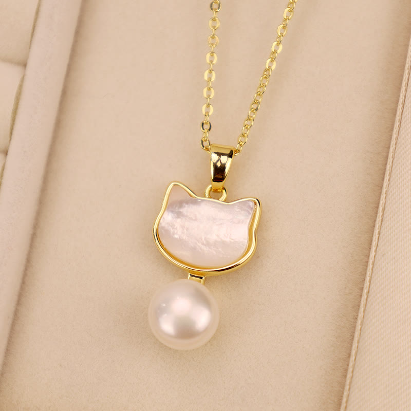 Collier pendentif et boucles d'oreilles en perles naturelles de Buddha Stones et cuivre pour chat - Collier blanc (longueur du collier : 40 cm) - image 10