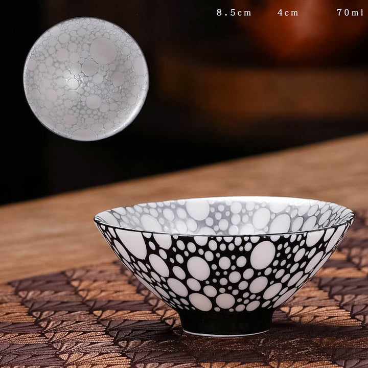 Tasse à thé en céramique argentée dorée avec motif de Buddha Stones et personnages tibétains Fu, tasses à thé Kung Fu, 55 ml
