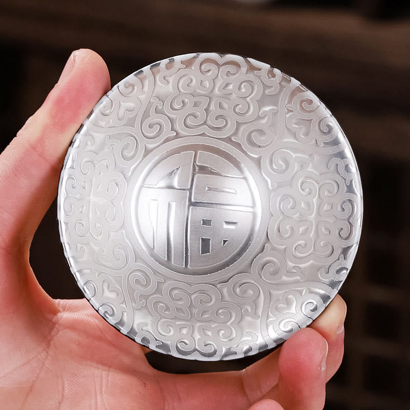 Tasse à thé en céramique argentée dorée avec motif de Buddha Stones et personnages tibétains Fu, tasses à thé Kung Fu, 55 ml