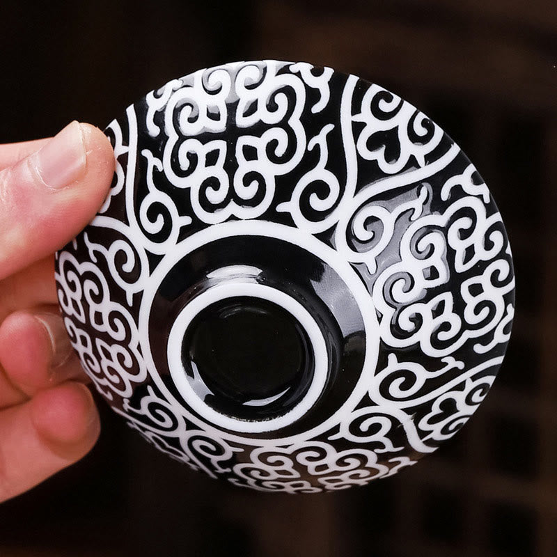 Tasse à thé en céramique argentée dorée avec motif de Buddha Stones et personnages tibétains Fu, tasses à thé Kung Fu, 55 ml