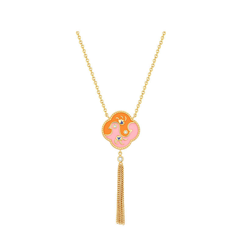 Ensemble collier pendentif bracelet boucles Buddha Stones' oreilles en cuivre plaqué or 18 carats avec deux oiseaux en zircon