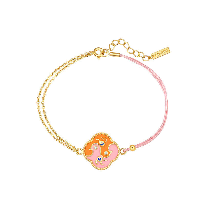 Ensemble collier pendentif bracelet boucles Buddha Stones' oreilles en cuivre plaqué or 18 carats avec deux oiseaux en zircon
