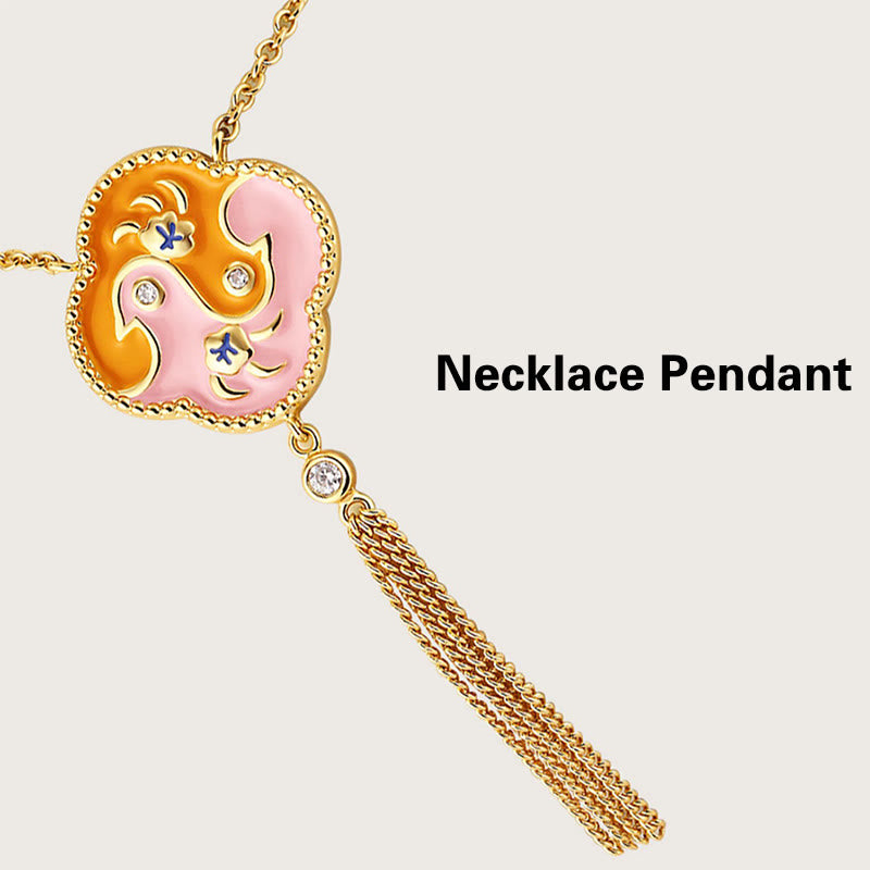 Ensemble collier pendentif bracelet boucles Buddha Stones' oreilles en cuivre plaqué or 18 carats avec deux oiseaux en zircon