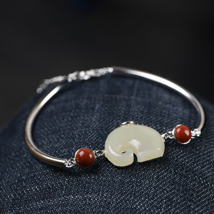Ensemble collier, pendentif, bracelet, bague et boucles d'oreilles en argent sterling 925 Buddha Stones et éléphant en jade Hetian