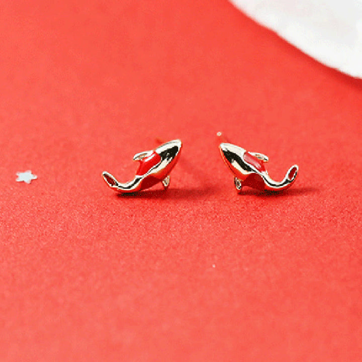 Ensemble de boucles d'oreilles et collier avec pendentif en corde rouge et poisson koï en cuivre et Buddha Stones