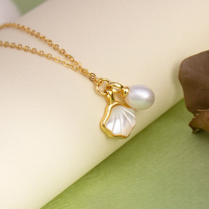 Ensemble de boucles d'oreilles, collier, pendentif, bague et perles en cuivre avec Buddha Stones Ginkgo Tridacna - Collier - image 4