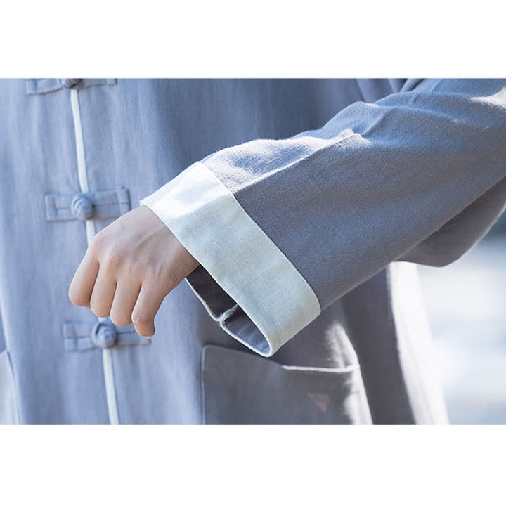 Ensemble 2 pièces Buddha Stones, chemise à manches longues et pantalon à boutons de grenouille, méditation Zen Tai Chi, vêtements en coton et lin pour femmes - image 12