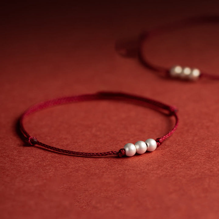 Bracelet de cheville en argent sterling 925 avec trois perles de protection et pierres de Buddha Stones - image 4