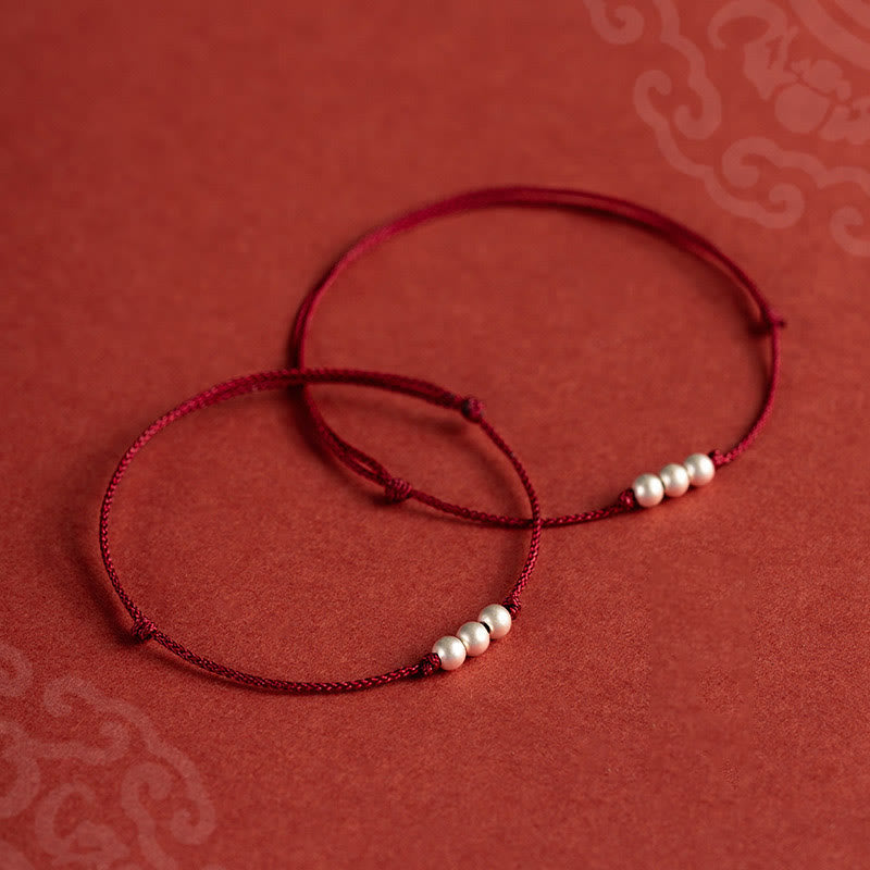 Bracelet de cheville en argent sterling 925 avec trois perles de protection et pierres de Buddha Stones - image 1