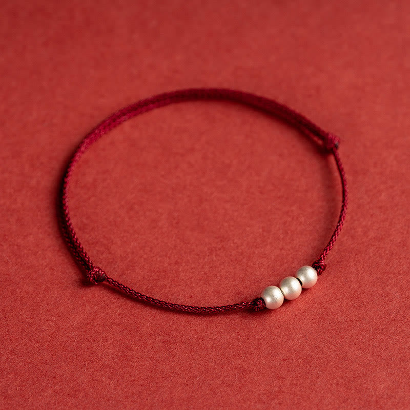 Bracelet de cheville en argent sterling 925 avec trois perles de protection et pierres de Buddha Stones - image 3