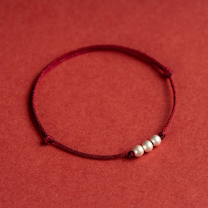 Bracelet de cheville en argent sterling 925 avec trois perles de protection et pierres de Buddha Stones - image 2
