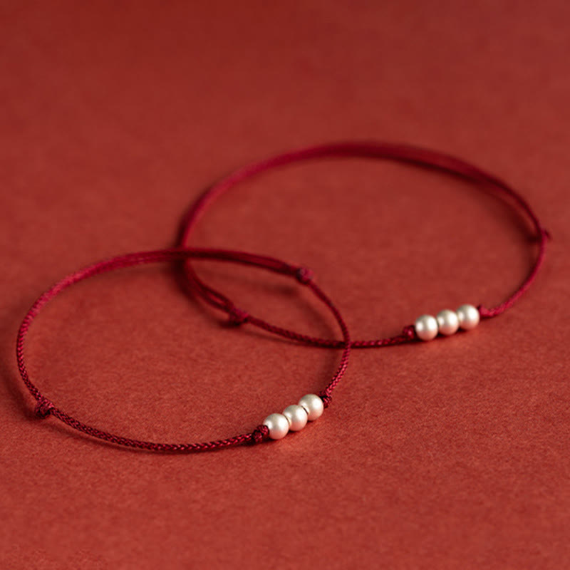 Bracelet de cheville en argent sterling 925 avec trois perles de protection et pierres de Buddha Stones - image 14
