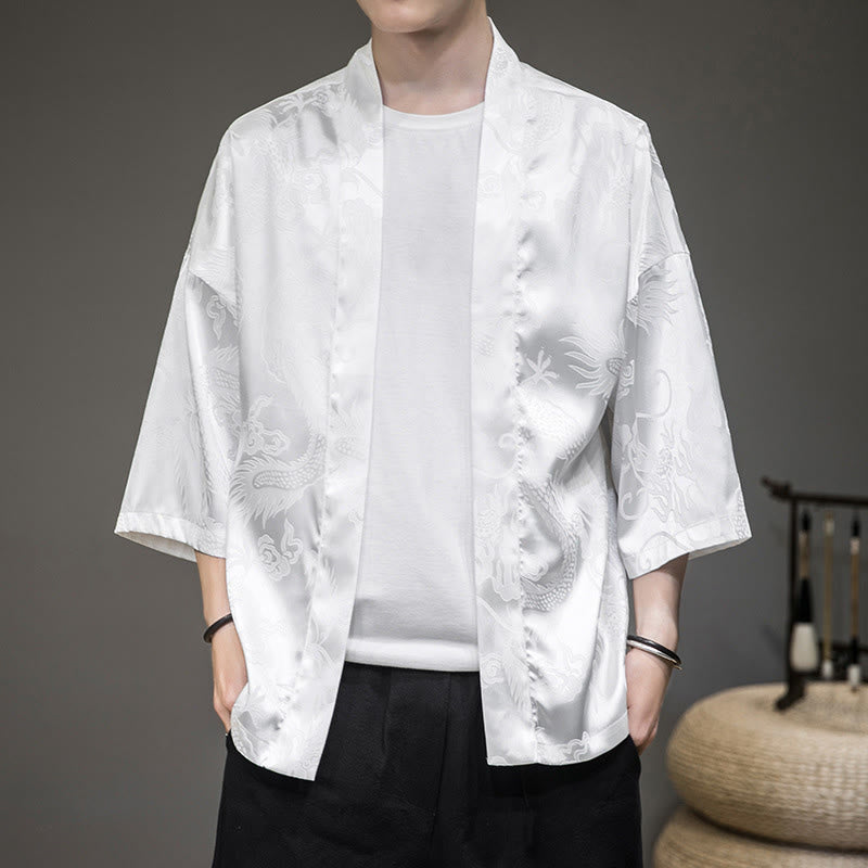 Buddha Stones Veste ouverte du dragon chinois Kimono pour hommes - image 1