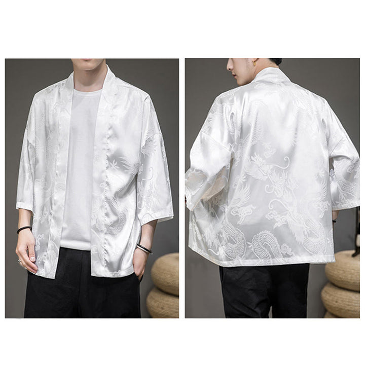 Buddha Stones Veste ouverte du dragon chinois Kimono pour hommes - image 5