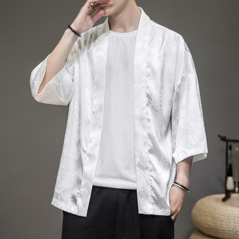 Buddha Stones Veste ouverte du dragon chinois Kimono pour hommes - image 4