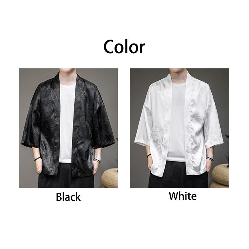 Buddha Stones Veste ouverte du dragon chinois Kimono pour hommes - image 15