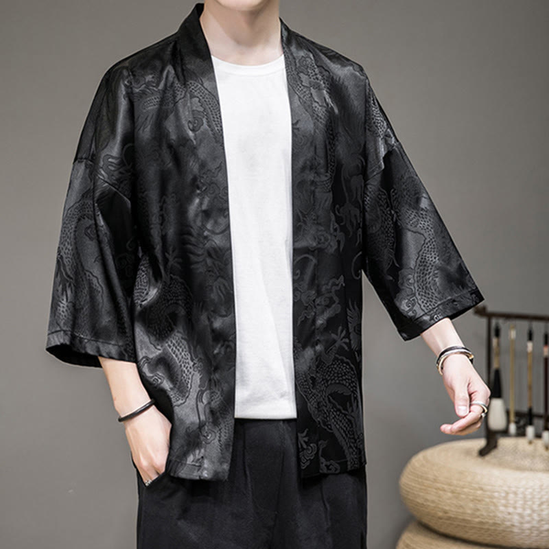 Buddha Stones Veste ouverte du dragon chinois Kimono pour hommes - image 7
