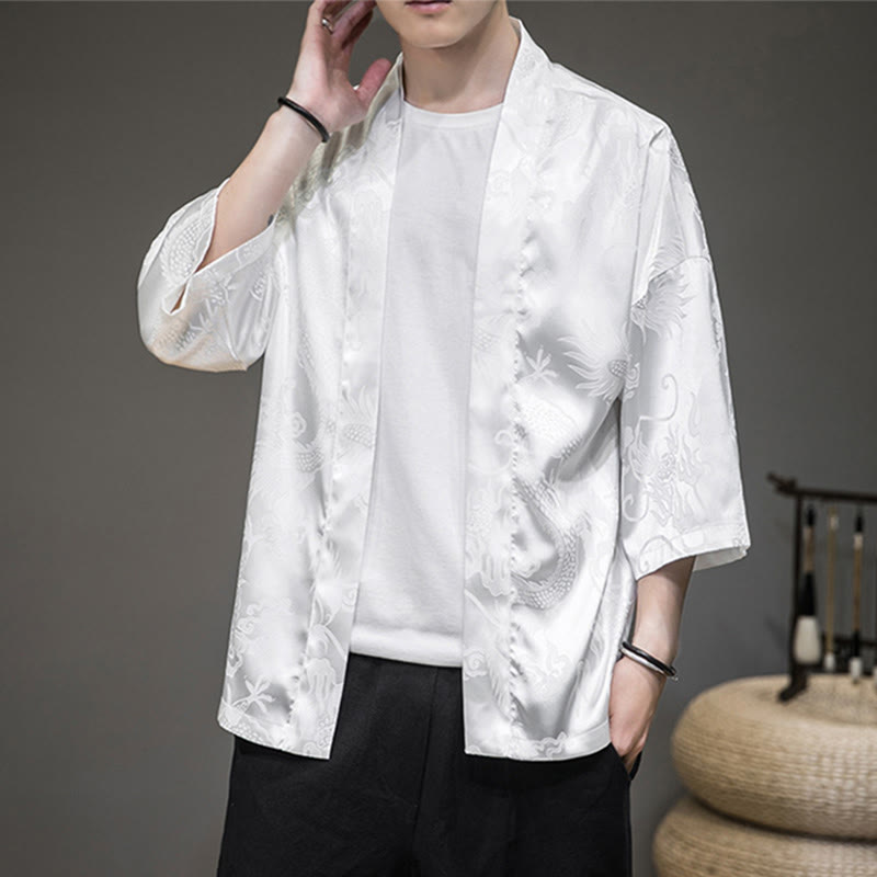 Buddha Stones Veste ouverte du dragon chinois Kimono pour hommes - image 3