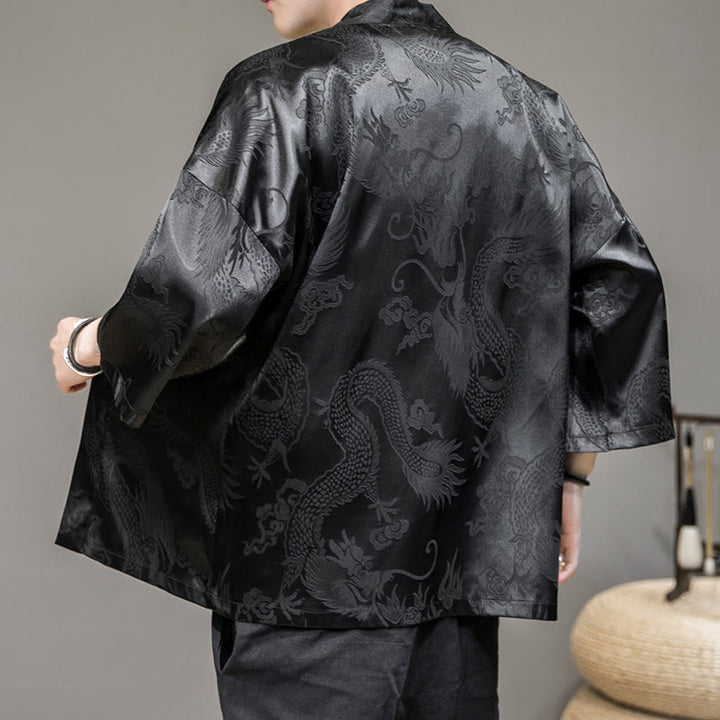 Buddha Stones Veste ouverte du dragon chinois Kimono pour hommes - image 8
