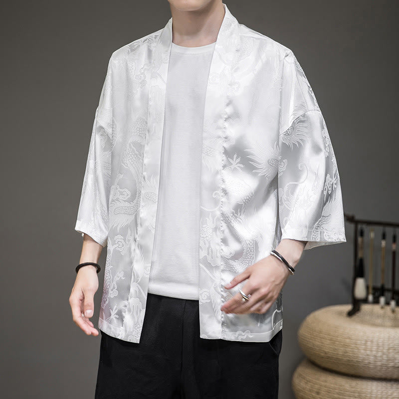 Buddha Stones Veste ouverte du dragon chinois Kimono pour hommes - image 2