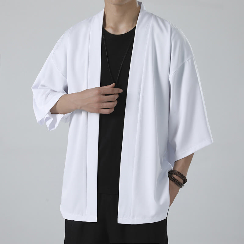 Veste kimono pour homme à devant ouvert de couleur unie Buddha Stones