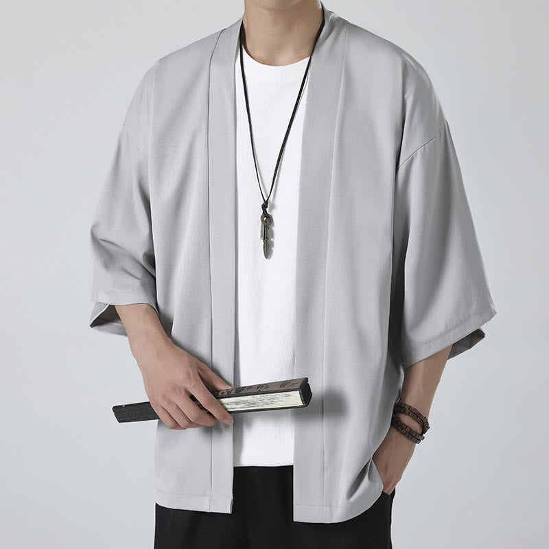 Veste kimono pour homme à devant ouvert de couleur unie Buddha Stones