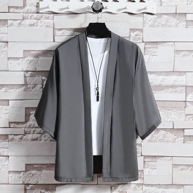 Kimono pour homme, couleur unie, motif Buddha Stones , ouvert sur le devant - Gris foncé (veste uniquement) - US/UK/AU46，EU56 (5XL) - image 16