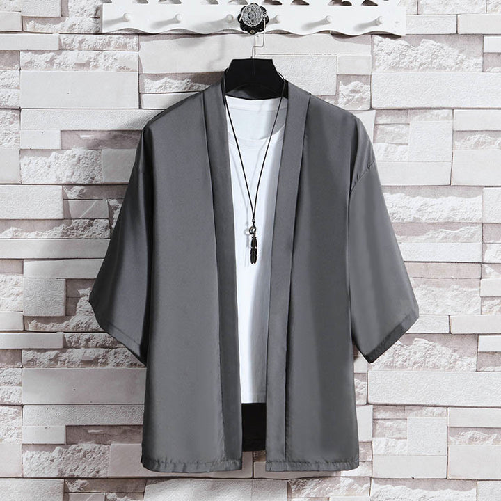 Kimono pour homme, couleur unie, motif Buddha Stones , ouvert sur le devant - Gris foncé (veste uniquement) - US/UK/AU46，EU56 (5XL) - image 16