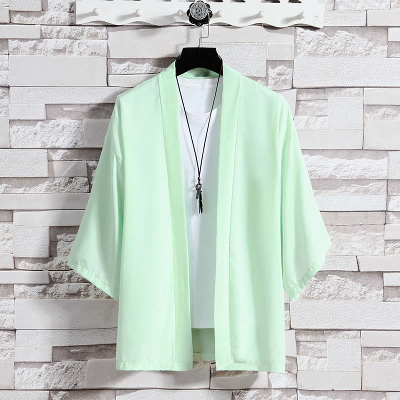 Veste kimono pour homme à devant ouvert de couleur unie Buddha Stones