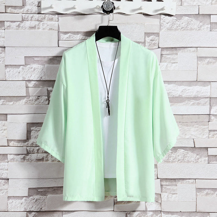 Veste kimono pour homme à devant ouvert de couleur unie Buddha Stones