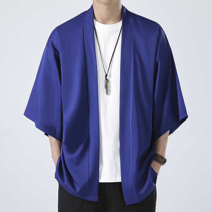 Veste kimono pour homme à devant ouvert de couleur unie Buddha Stones