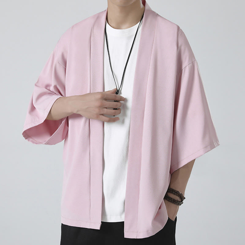 Veste kimono pour homme à devant ouvert de couleur unie Buddha Stones