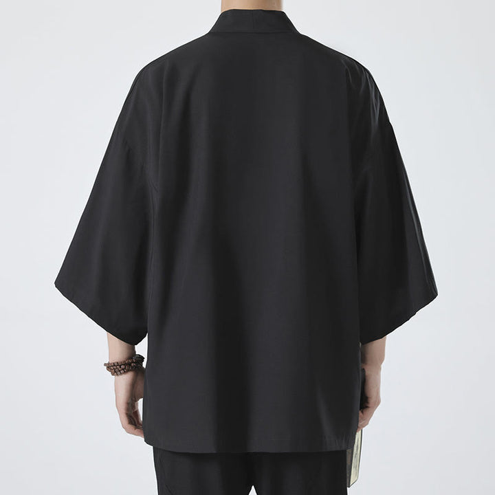 Veste kimono pour homme à devant ouvert de couleur unie Buddha Stones