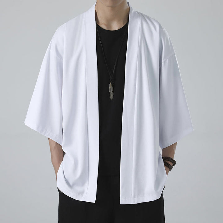 Veste kimono pour homme à devant ouvert de couleur unie Buddha Stones