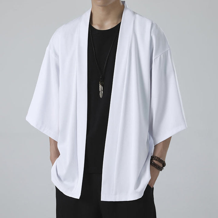 Veste kimono pour homme à devant ouvert de couleur unie Buddha Stones