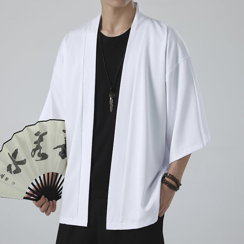 Veste kimono pour homme à devant ouvert de couleur unie Buddha Stones