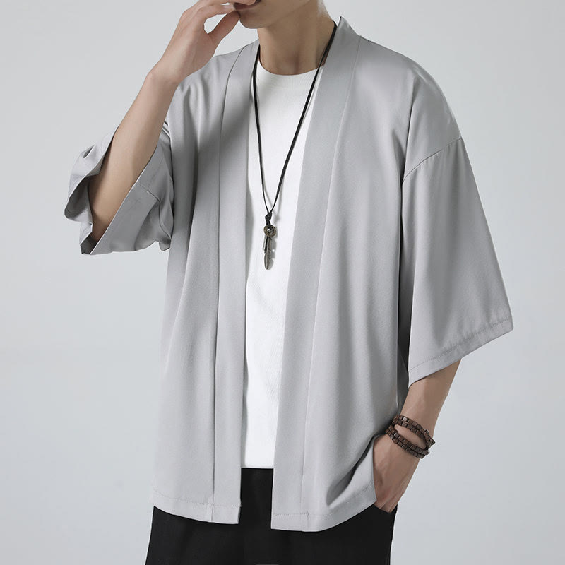Veste kimono pour homme à devant ouvert de couleur unie Buddha Stones