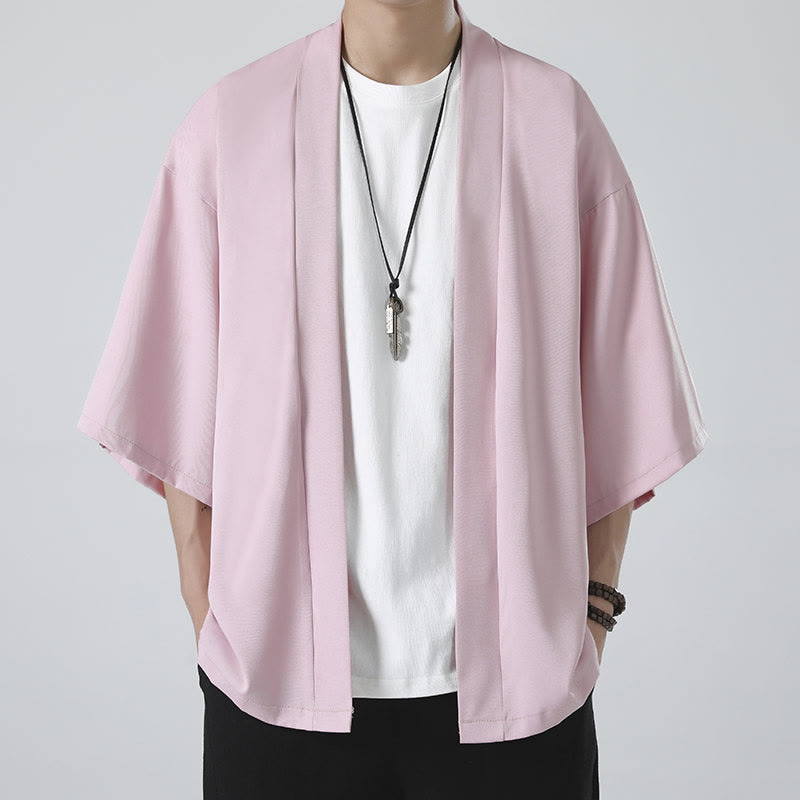 Veste kimono pour homme à devant ouvert de couleur unie Buddha Stones