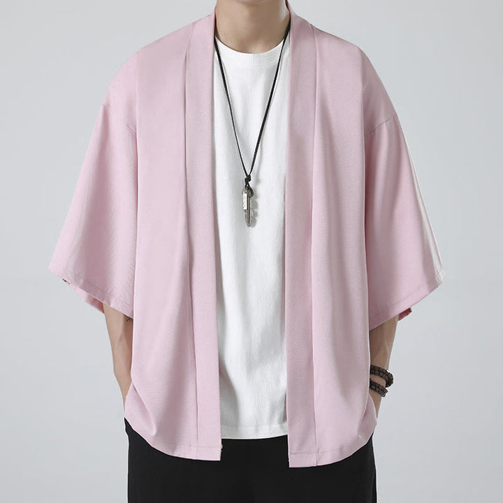 Veste kimono pour homme à devant ouvert de couleur unie Buddha Stones