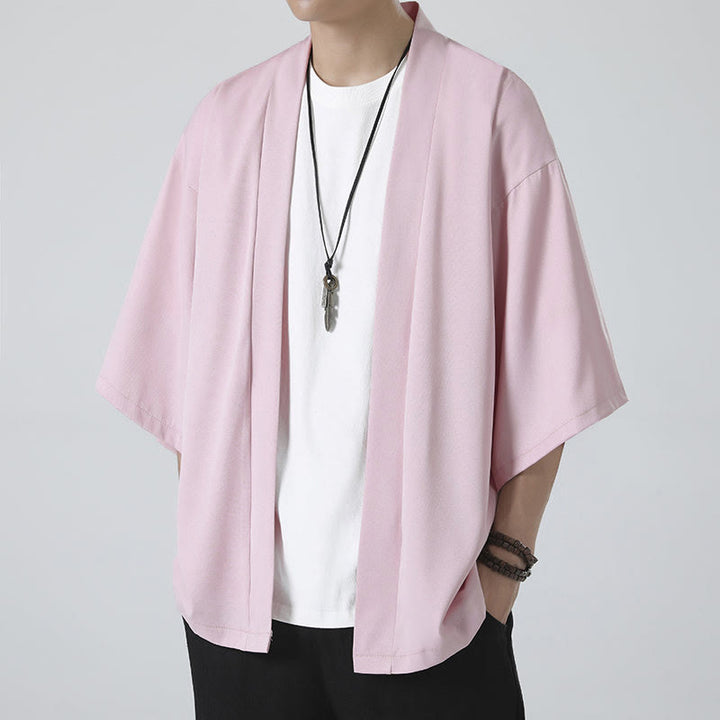 Kimono pour homme, couleur unie, motif Buddha Stones , ouvert sur le devant - image 19