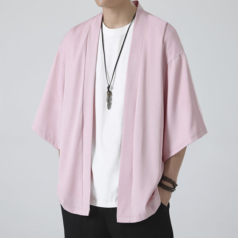 Veste kimono pour homme à devant ouvert de couleur unie Buddha Stones