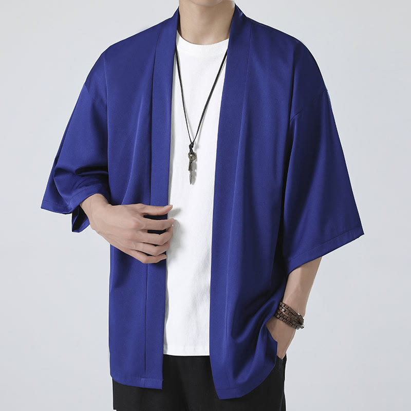 Veste kimono pour homme à devant ouvert de couleur unie Buddha Stones