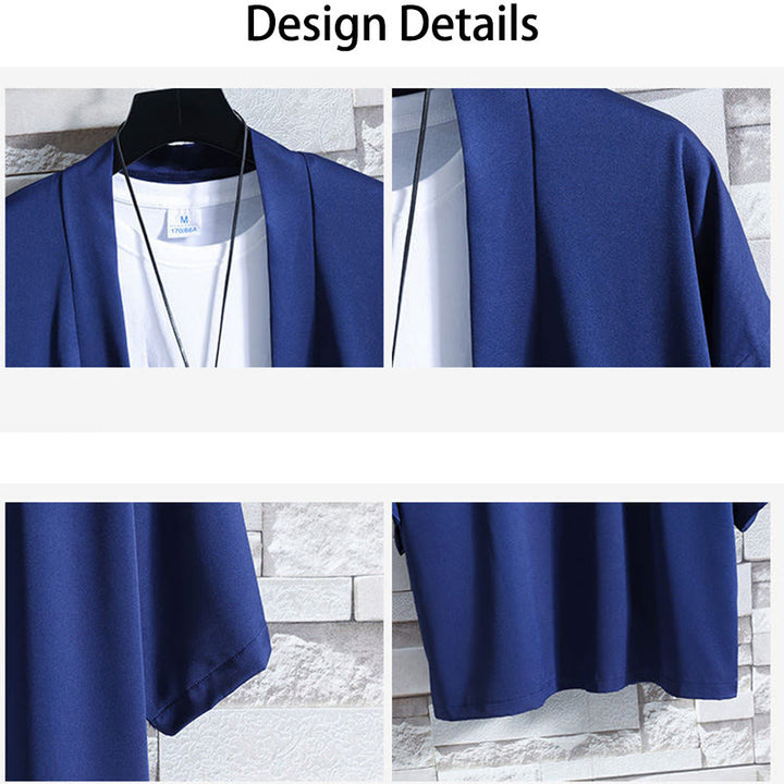 Veste kimono pour homme à devant ouvert de couleur unie Buddha Stones