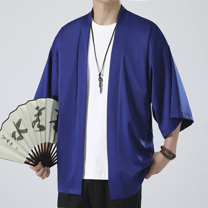 Veste kimono pour homme à devant ouvert de couleur unie Buddha Stones
