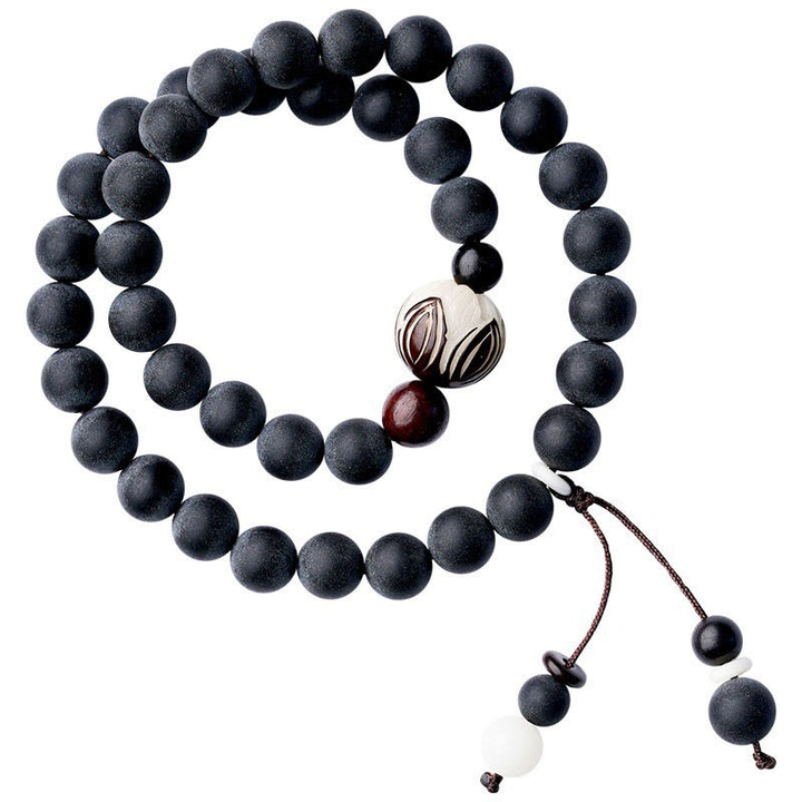 Bracelet de guérison tibétain double couche en Buddha Stones en cyprès Bodhi Lotus